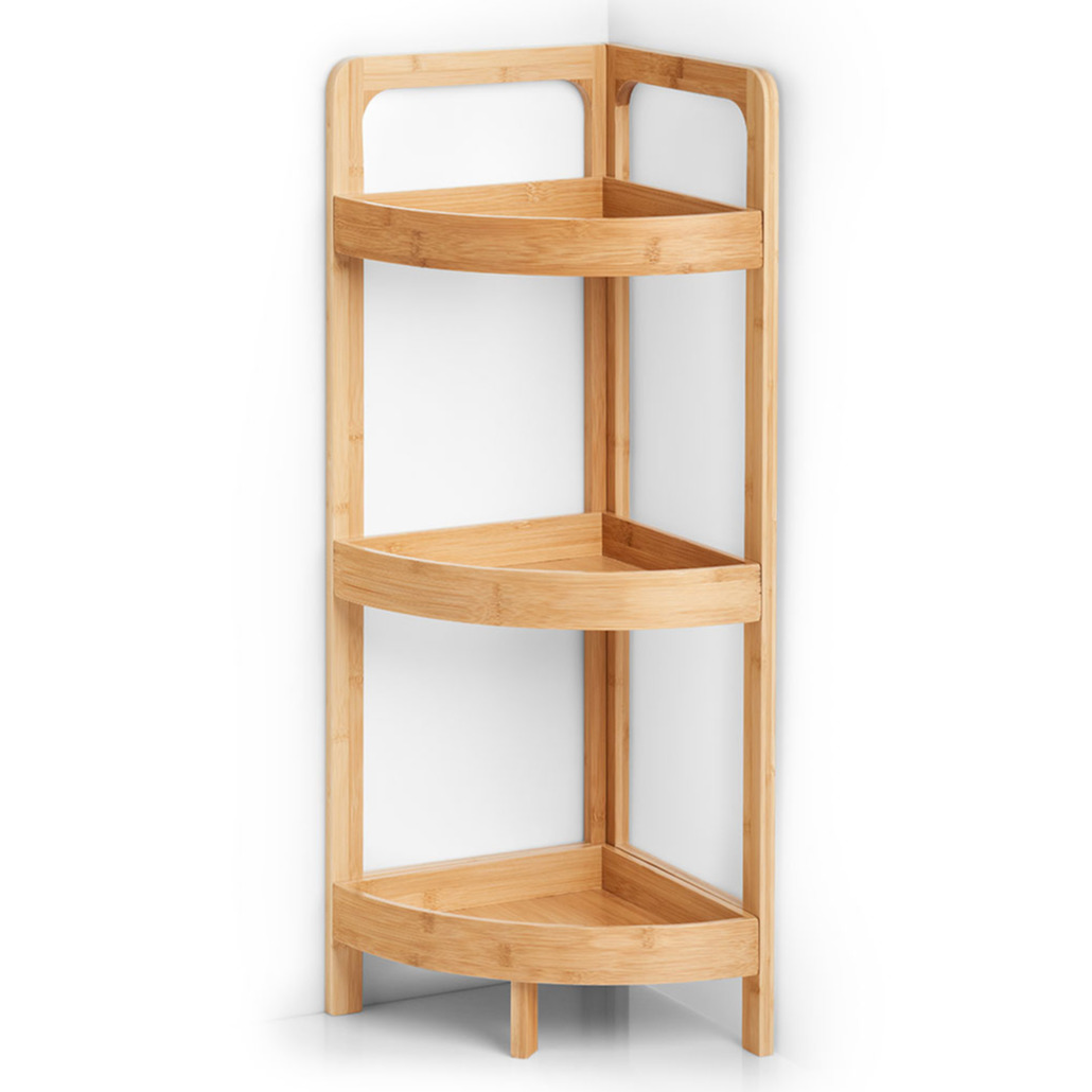 Zeller Hoekkastje/rekje - bamboe - hout - 29 x 29 x 85 cm - Badkamerkast -
