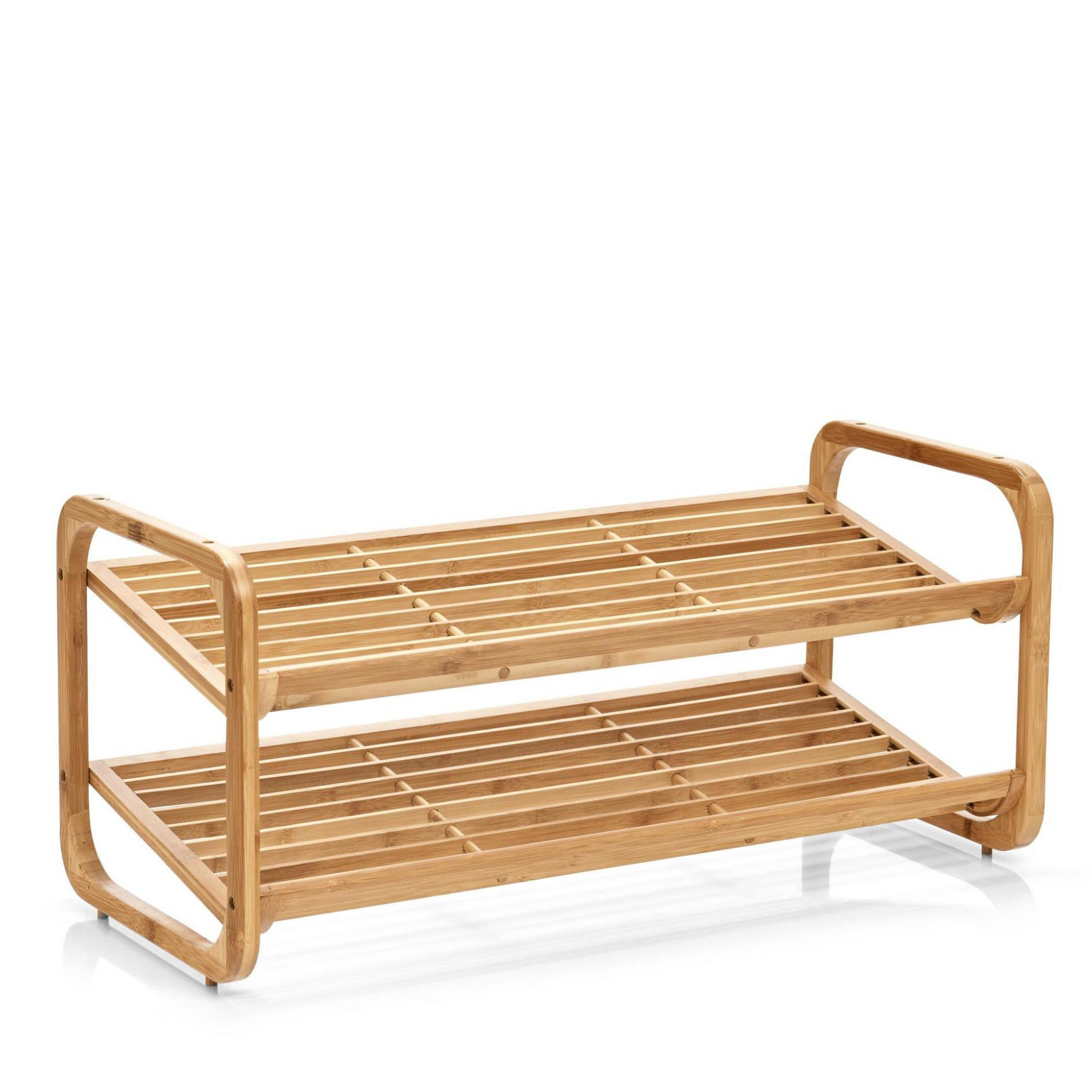Zeller Schoenenrek - bamboe hout - 2-laags - 74 x 33 x 33 cm - stapelbaar - schoenen standaard -
