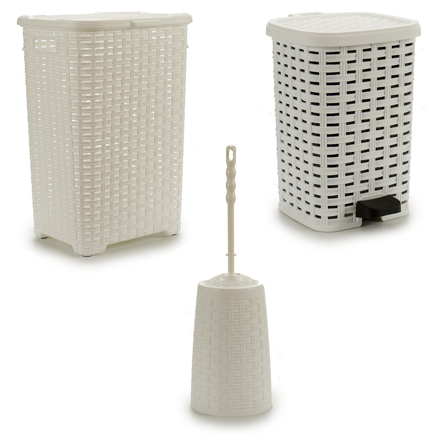 Badkamer/toilet accessoires set kunststof 3-delig ivoor wit -