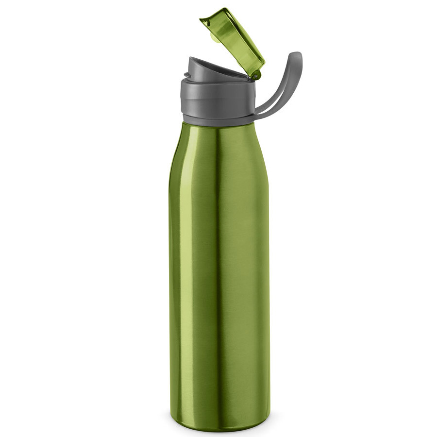 Aluminium waterfles/drinkflesmet klepdop en handvat - groen - 650 ml - Sportfles - Bidon -
