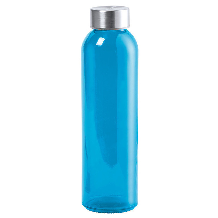 Waterfles/drinkfles AQUAMAN - glas - Blauw - met RVS dop - 500 ml - Sportfles - Bidon -