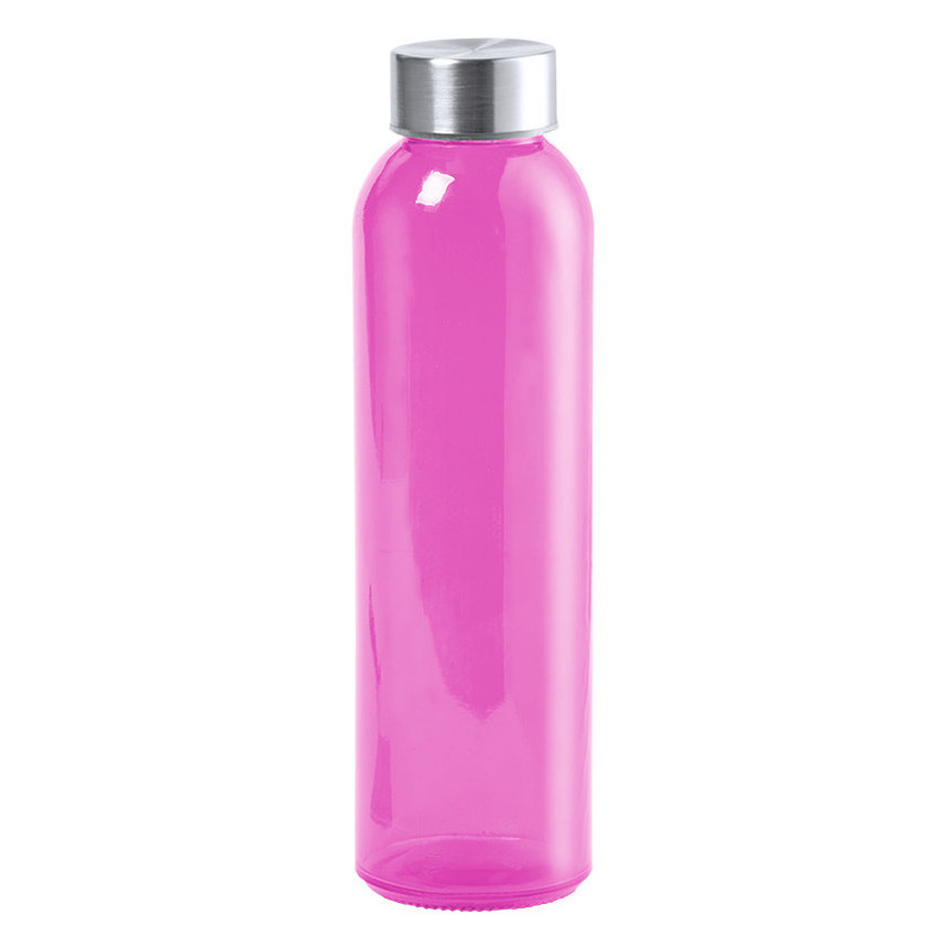 Waterfles/drinkfles AQUAMAN - glas - Roze - met RVS dop - 500 ml - Sportfles - Bidon -