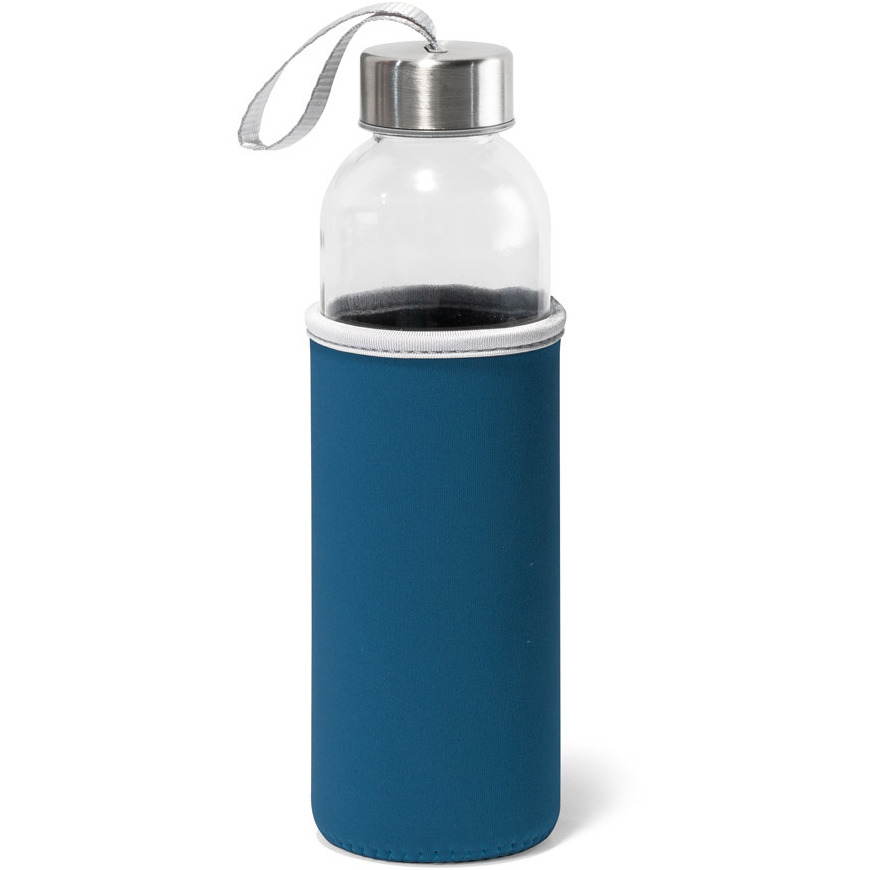 Sport waterfles/drinkfles - met softshell beschermhoes blauw - 520 ml - Sportfles - Bidon -