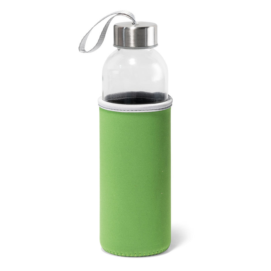 Sport waterfles/drinkfles - met softshell beschermhoes groen - 520 ml - Sportfles - Bidon -
