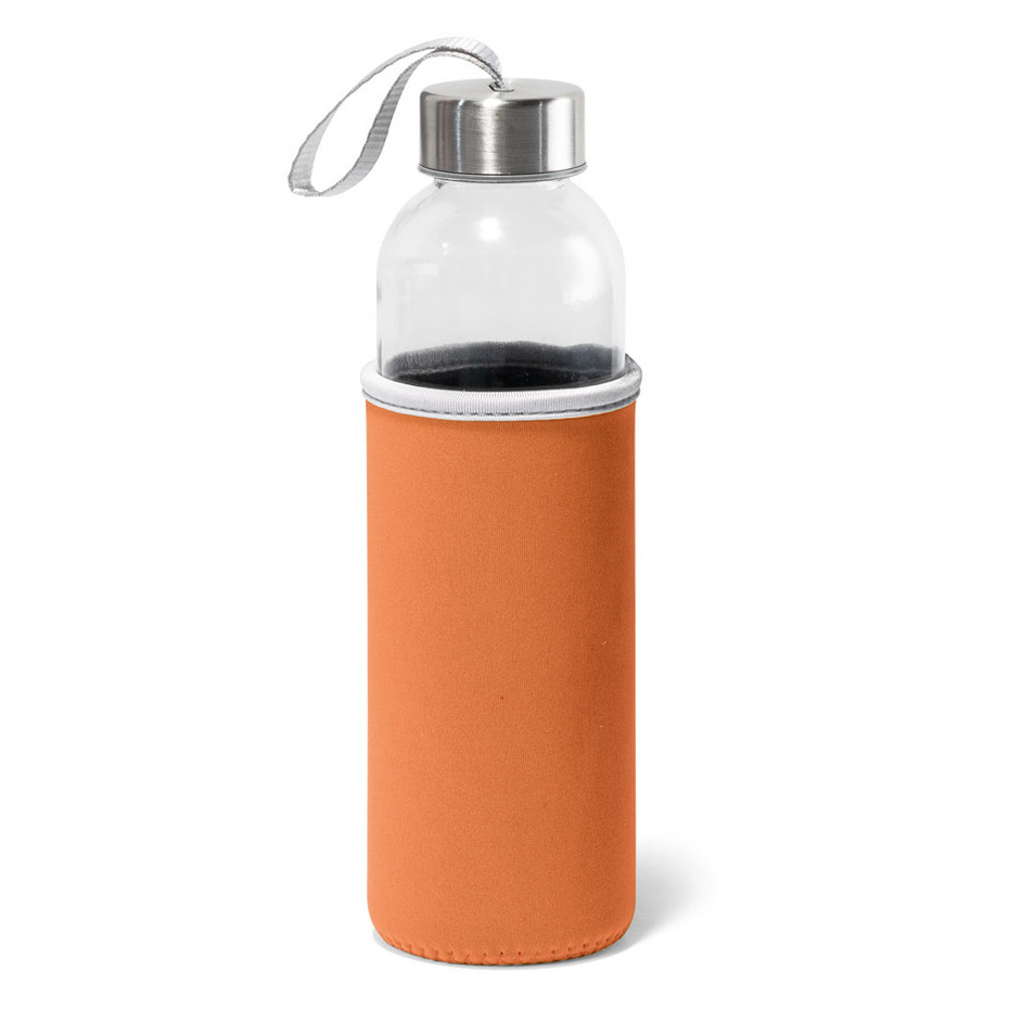 Sport waterfles/drinkfles - met softshell beschermhoes oranje - 520 ml - Sportfles - Bidon -
