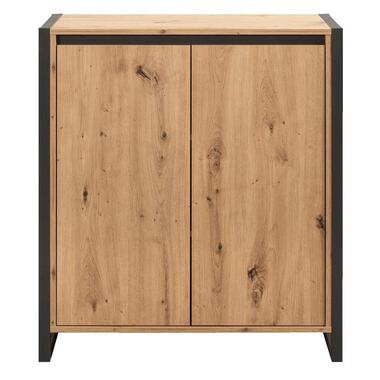 Kast Denver 1 - eikenkleur/antraciet - 88x80x40 cm - Leen Bakker