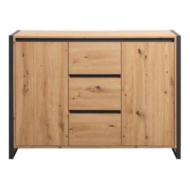 Kast Denver 2 - eikenkleur/antraciet - 88x120x40 cm - Leen Bakker