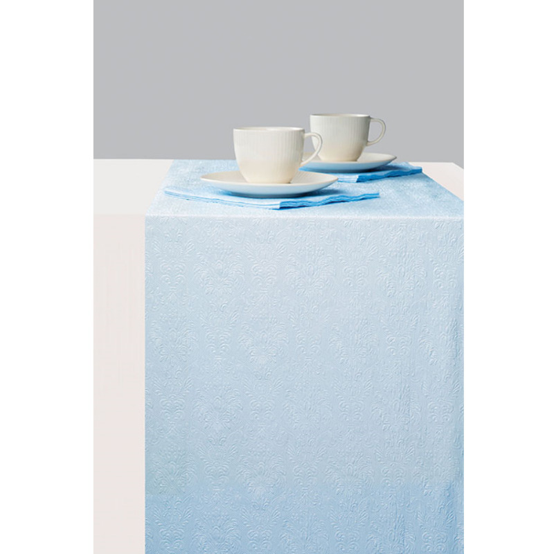 Tafelloper elegance parel blauw kunststof 33 x 600 cm -