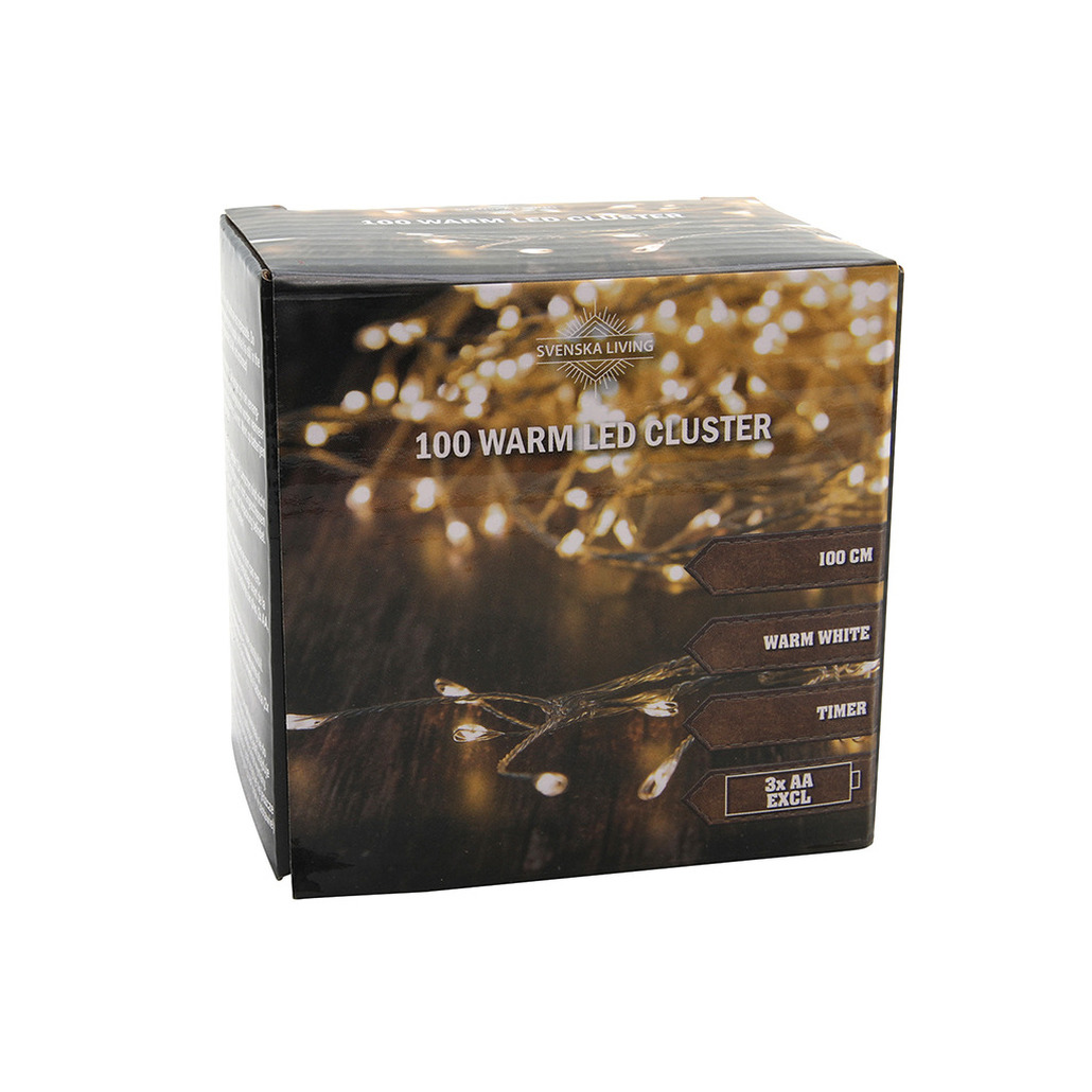 Svenska Living Kerstverlichting - cluster - 100 LEDs - warm wit - Clusterverlichting - kerstverlicht -