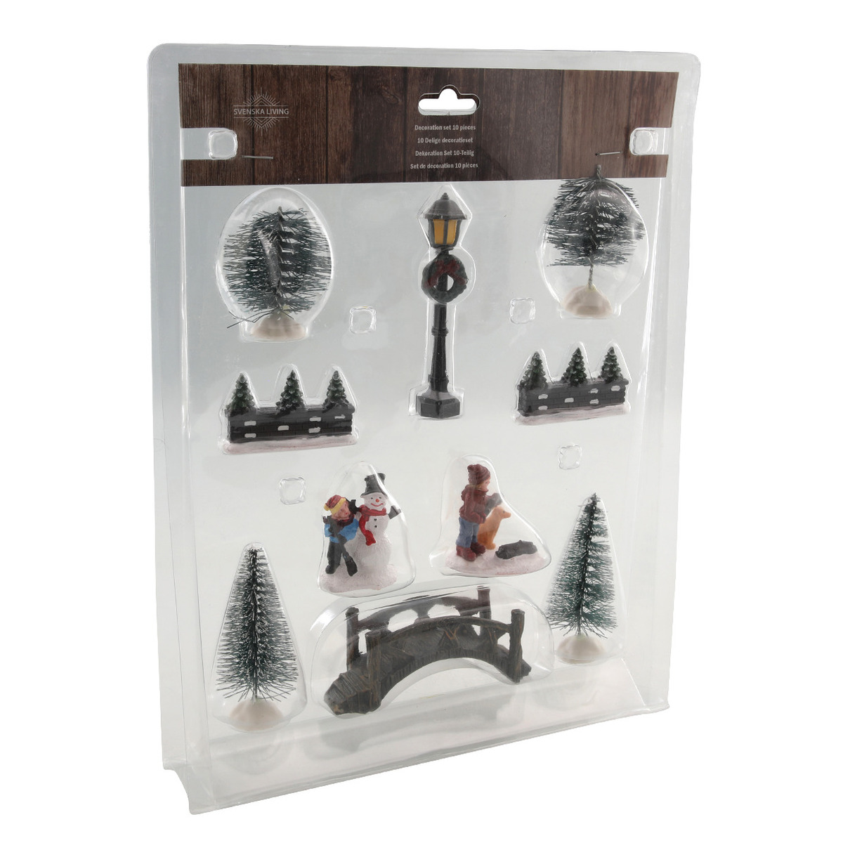 10x stuks kerstdorp accessoires figuurtjes/poppetjes en kerstboompje -