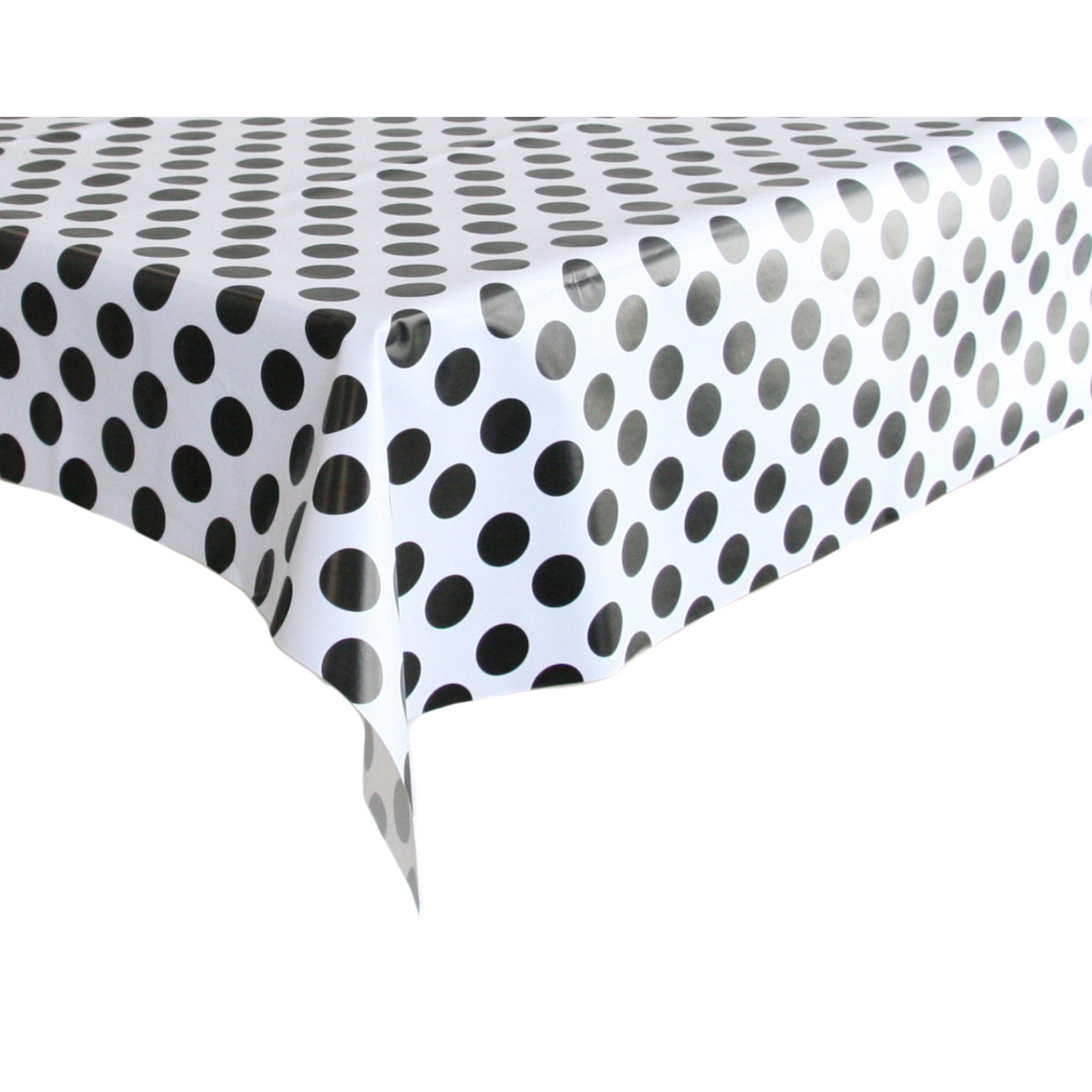 Tafelzeil/tafelkleed wit met grote zwarte stippen 140 x 180 cm -