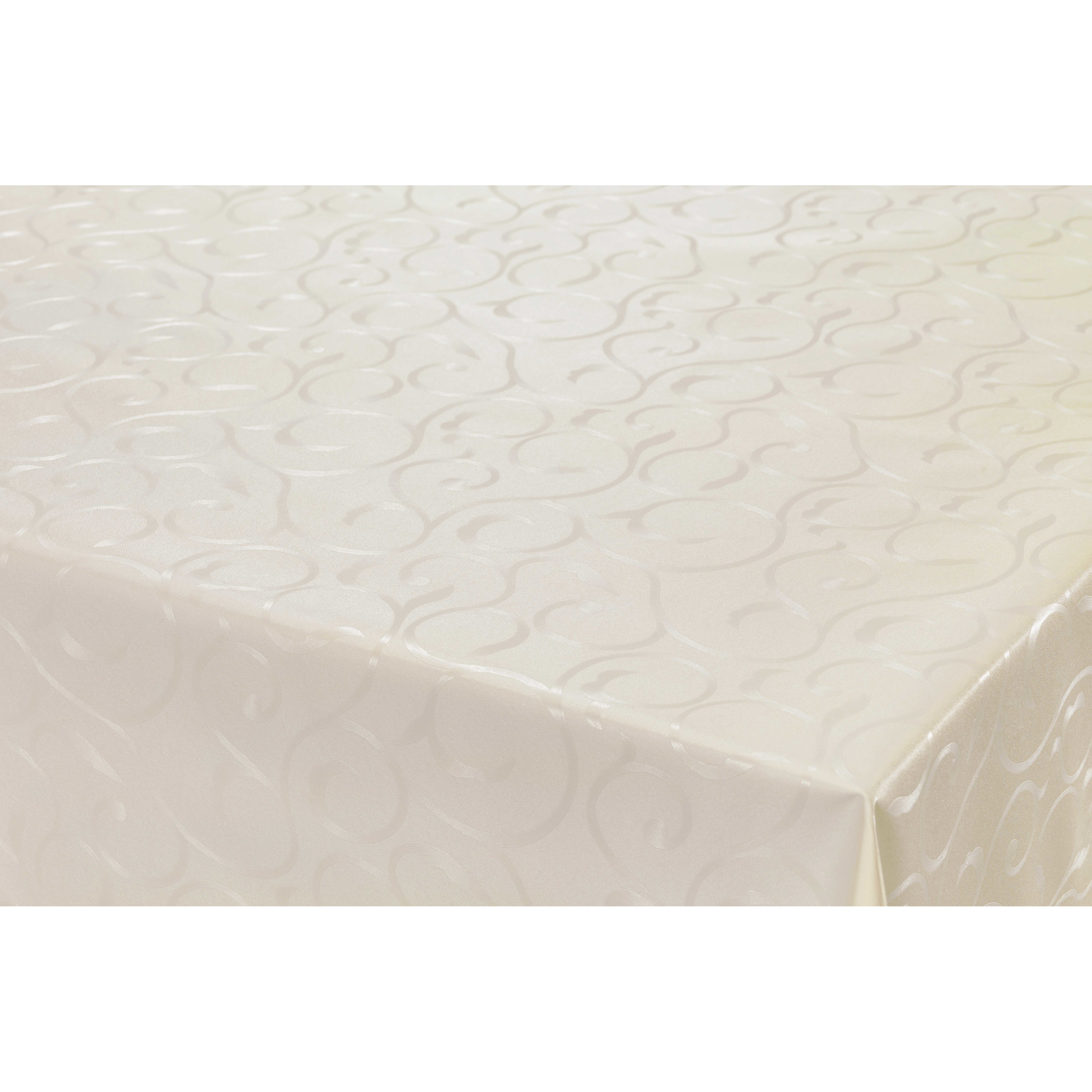 Tafelzeil/tafelkleed Damast creme krullen print 140 x 250 cm -