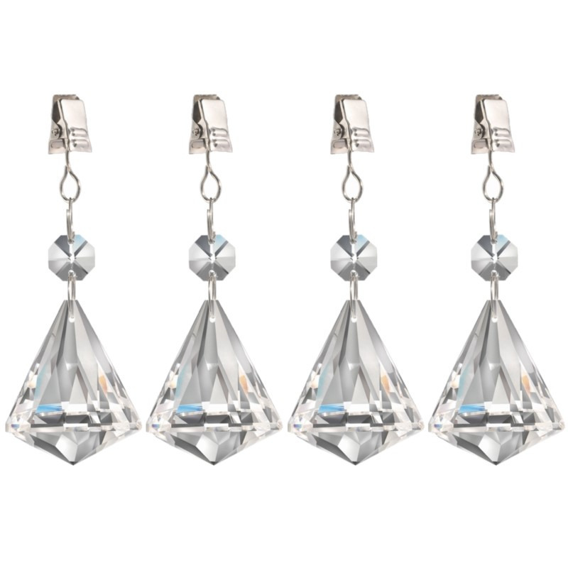 4x stuks tafelkleedgewichtjes kristallen diamant glas -