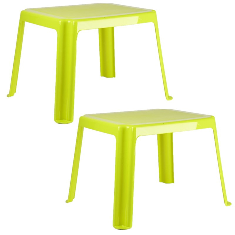2x stuks kunststof kindertafels groen 55 x 66 x 43 cm -