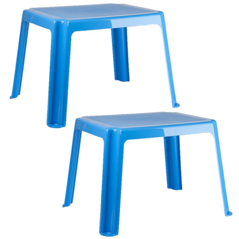 2x stuks kunststof kindertafels blauw 55 x 66 x 43 cm -