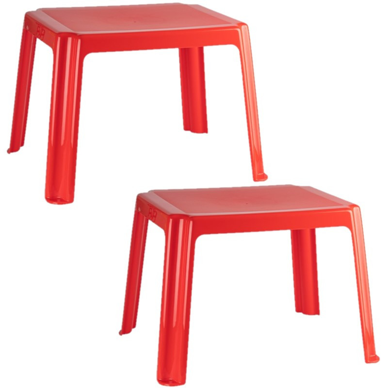2x stuks kunststof kindertafels rood 55 x 66 x 43 cm -