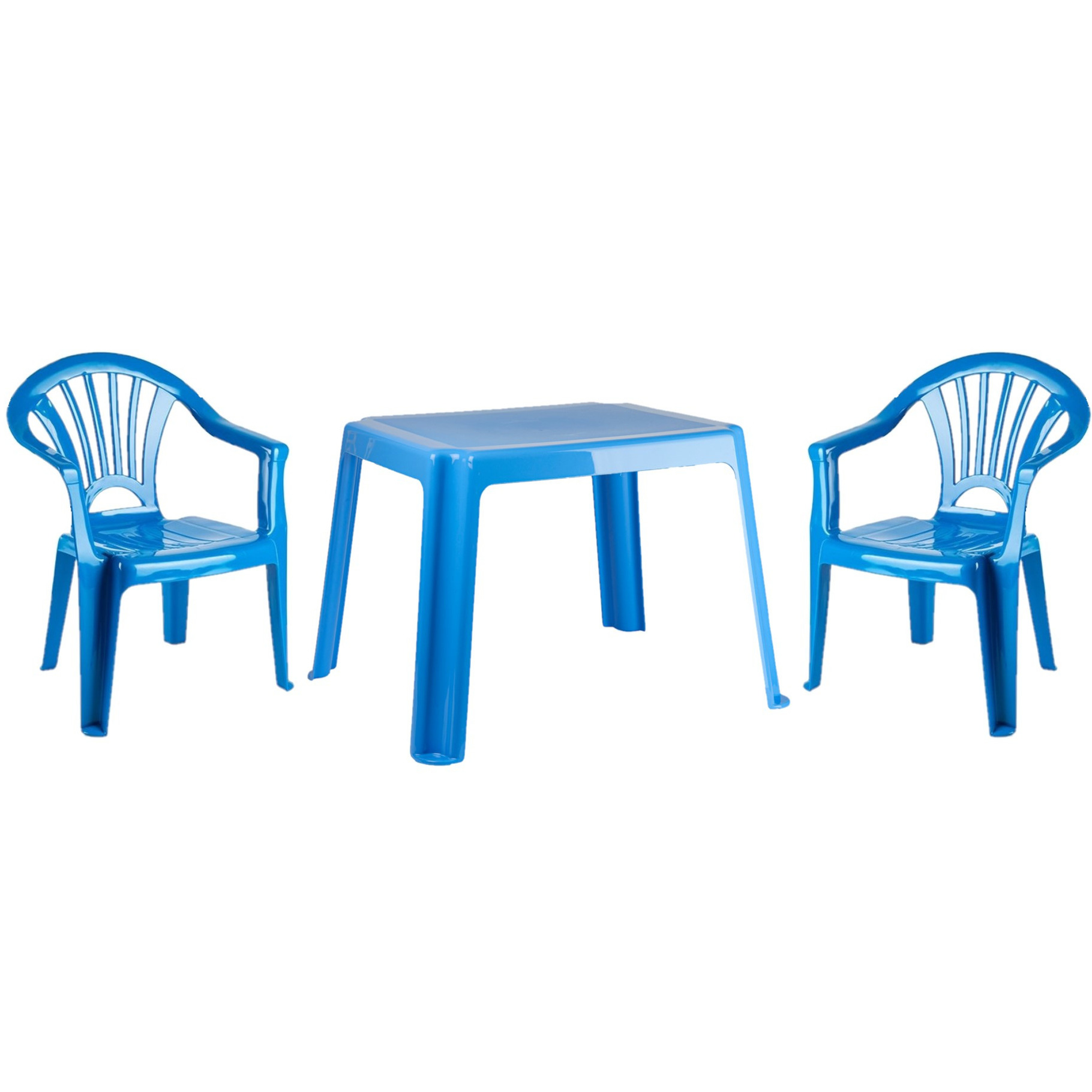 Kunststof kindertuinset tafel met 2 stoelen blauw -
