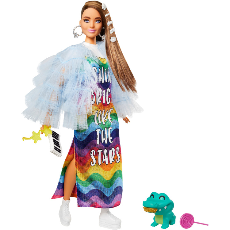 Mattel Extra Doll #9 - Blue Ruffled Jacket with Pet Crocodile pop