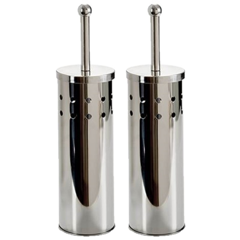2x stuks RVS toiletborstel/wc-borstel inclusief houder 40 cm -