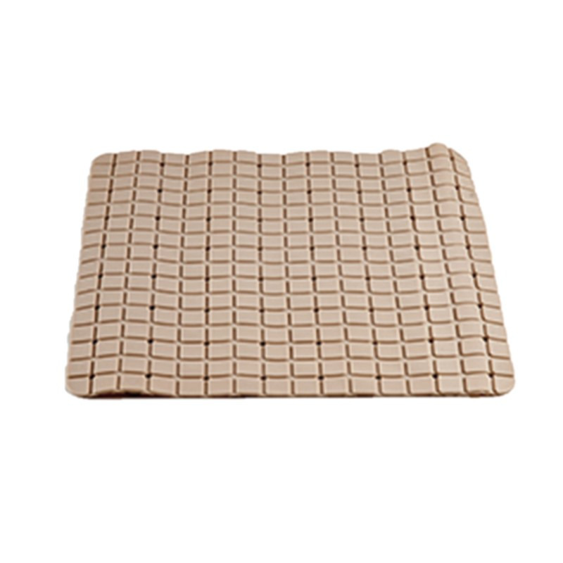 Badmat/douchemat anti-slip mocca bruin vierkant patroon 50 x 50 cm -