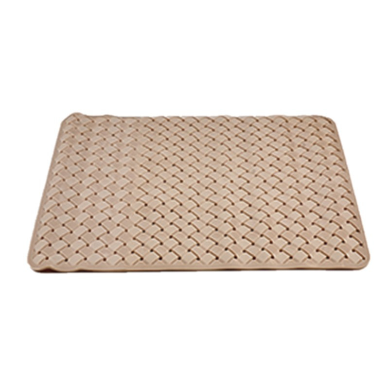 Badmat/douchemat anti-slip mocca bruin geweven patroon 50 x 50 cm -