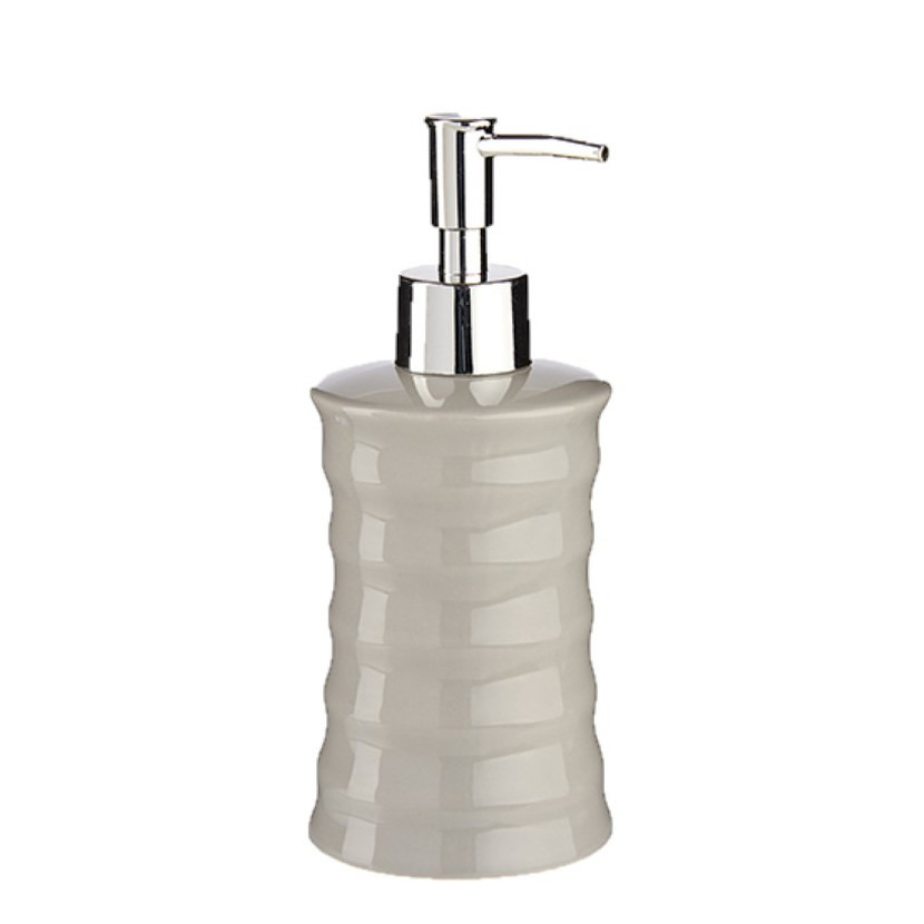 Zeeppompje/zeepdispenser lichtgrijs keramiek 18 cm -