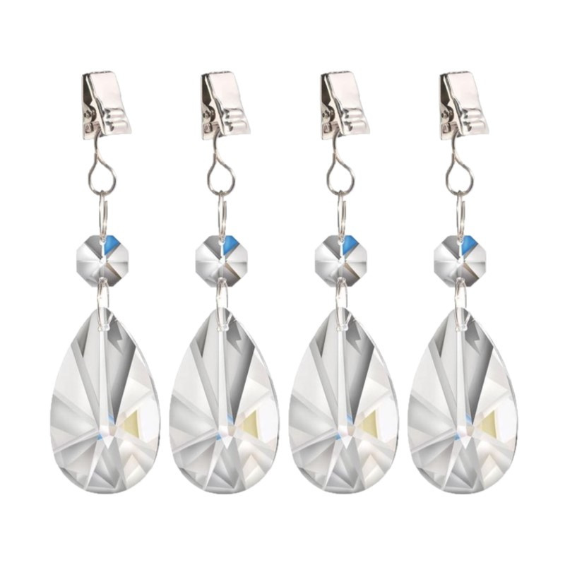 4x stuks tafelkleedgewichtjes kristallen druppels glas -