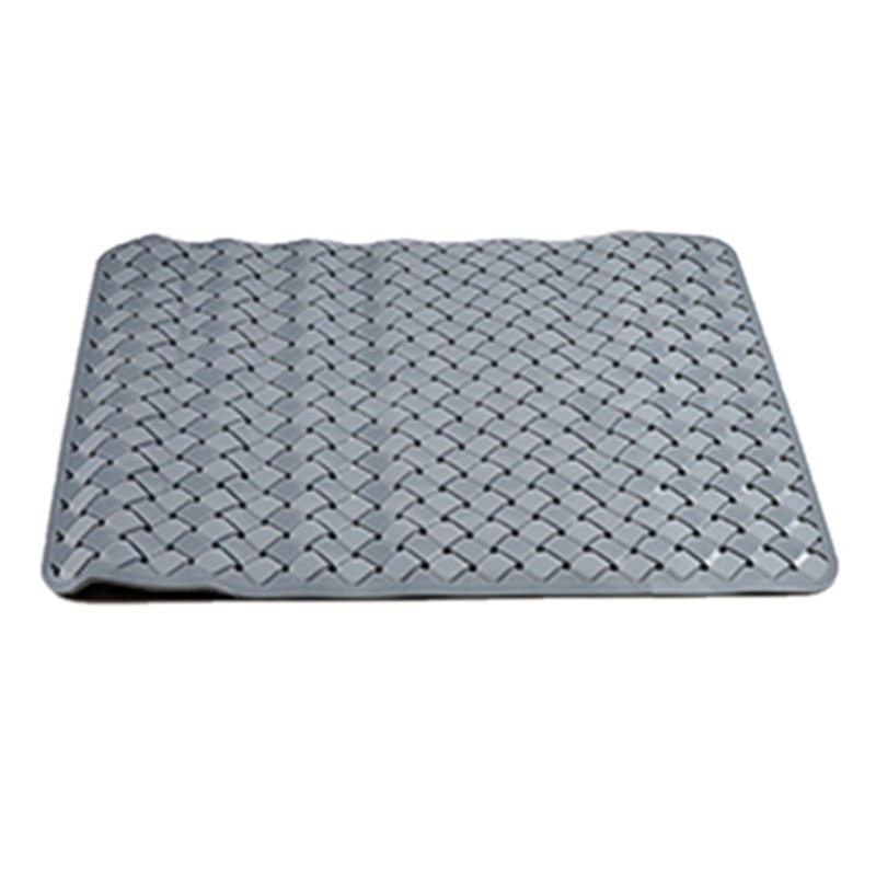 Badmat/douchemat anti-slip steengrijs geweven patroon 50 x 50 cm -