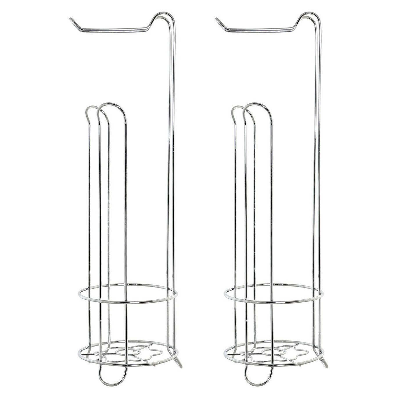 2x stuks wc/toiletrol houders staand zilver 60 cm -