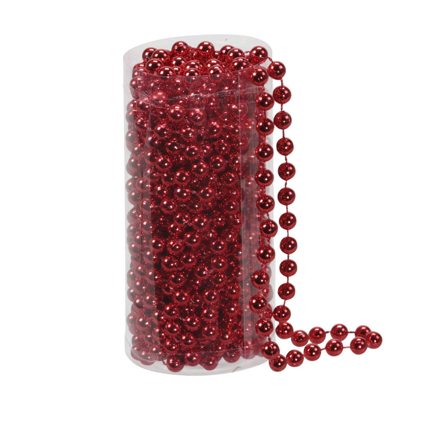 Kralenslinger - rood - kunststof - 8 meter - kerstversiering/kerstslingers -
