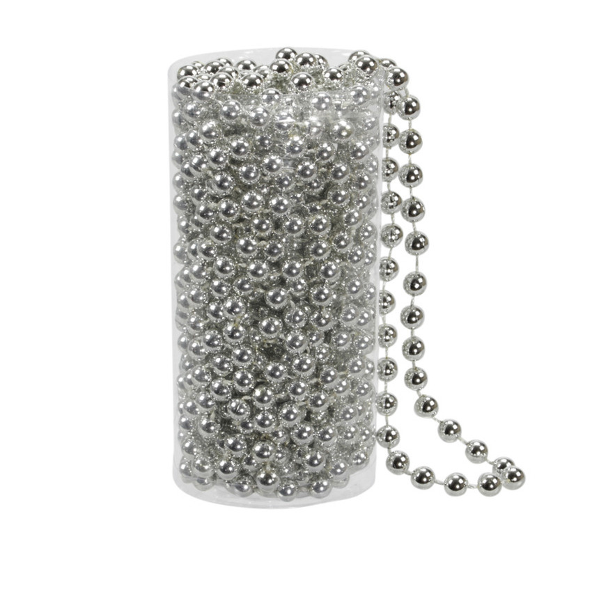 Kralenslinger - zilver - kunststof - 8 meter - kerstversiering/kerstslingers -