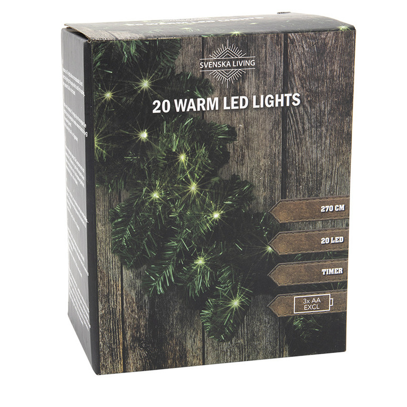 Dennenslinger - groen - met verlichting - 270 cm - dennen guirlande - led lampjes - warm wit -