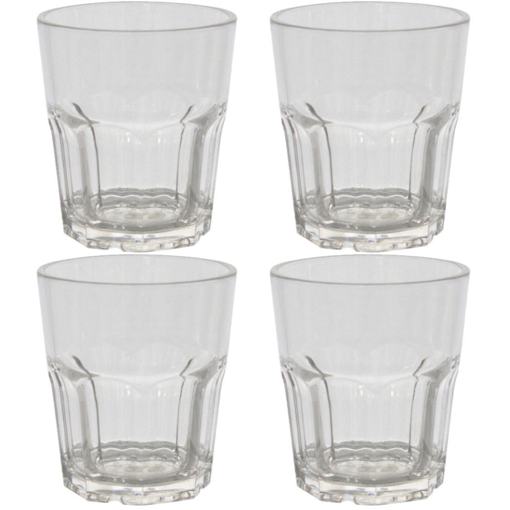 Set van 4x stuks onbreekbare kunststof camping shotglazen/borrelglazen 35 ml -