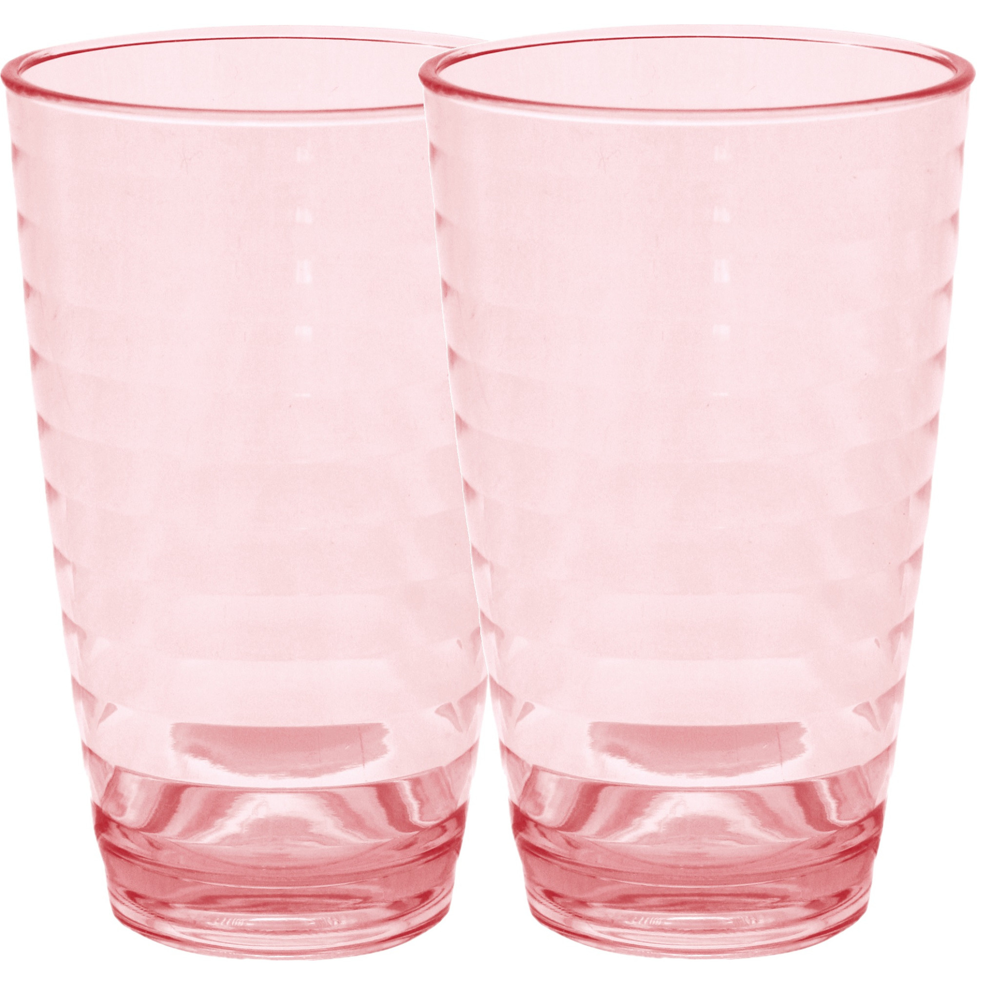 Set van 2x stuks onbreekbare kunststof camping drinkglazen rood 400 ml -