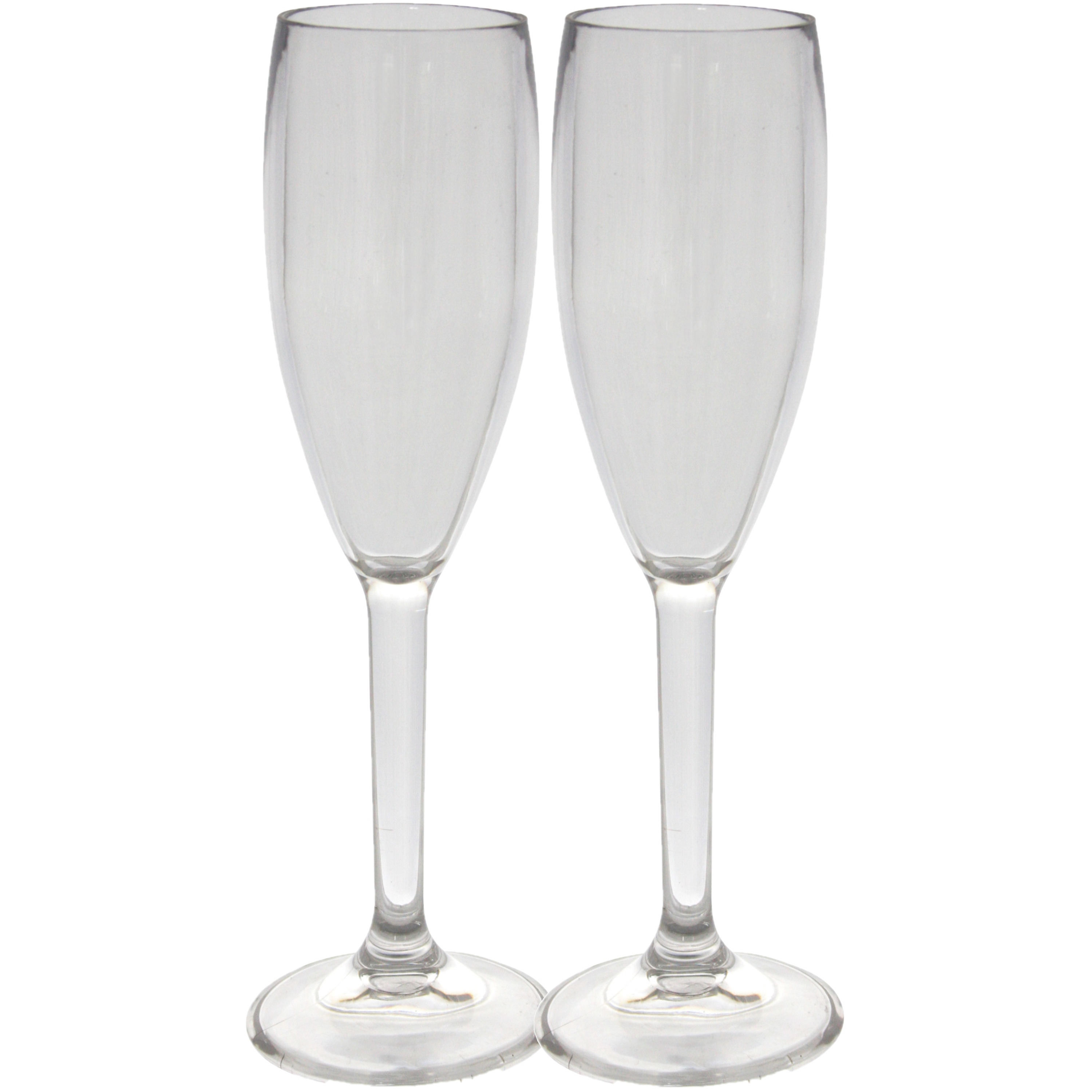 Set van 2x stuks onbreekbare kunststof camping champagneglazen 175 ml -