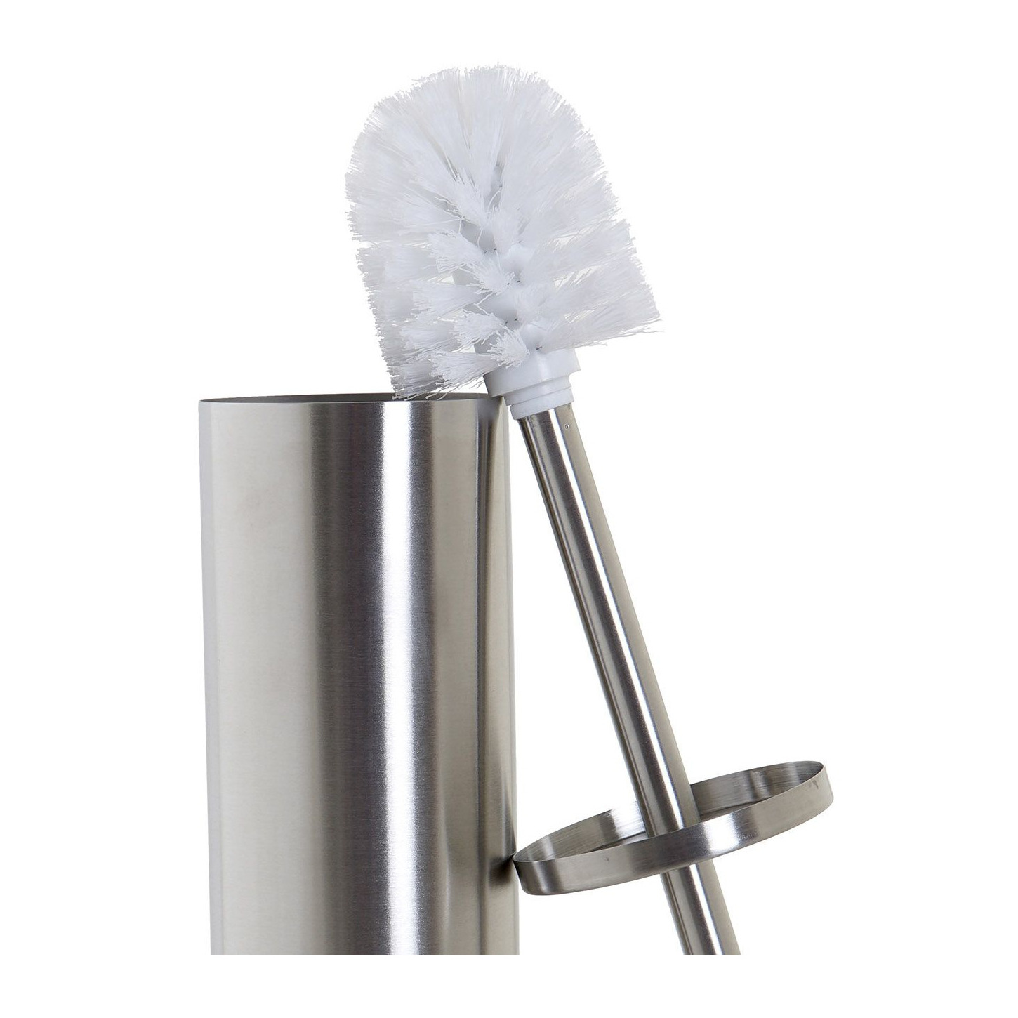 Toiletborstel zilver met houder van RVS 39 cm -