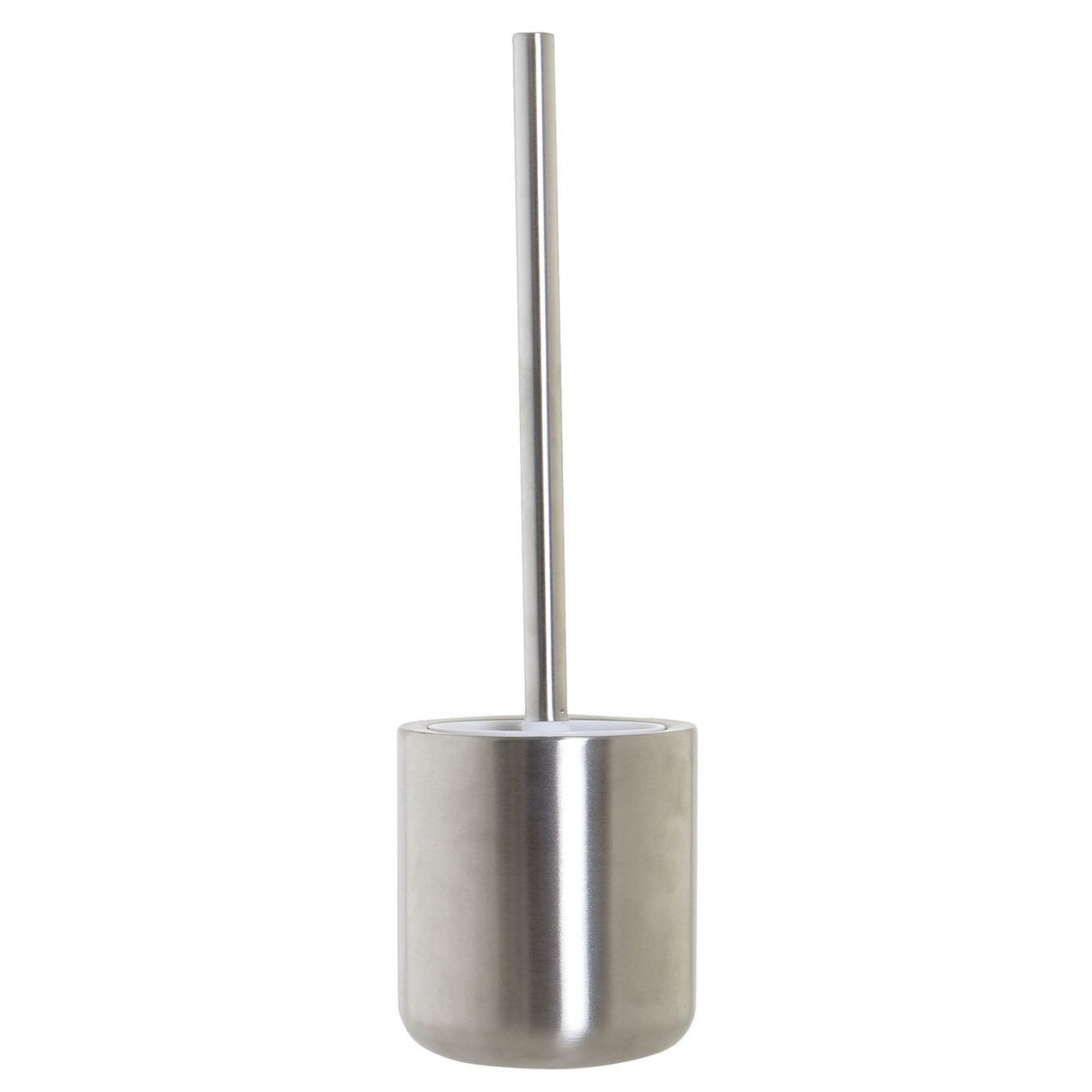 Toiletborstel zilver met houder van RVS 37 cm -