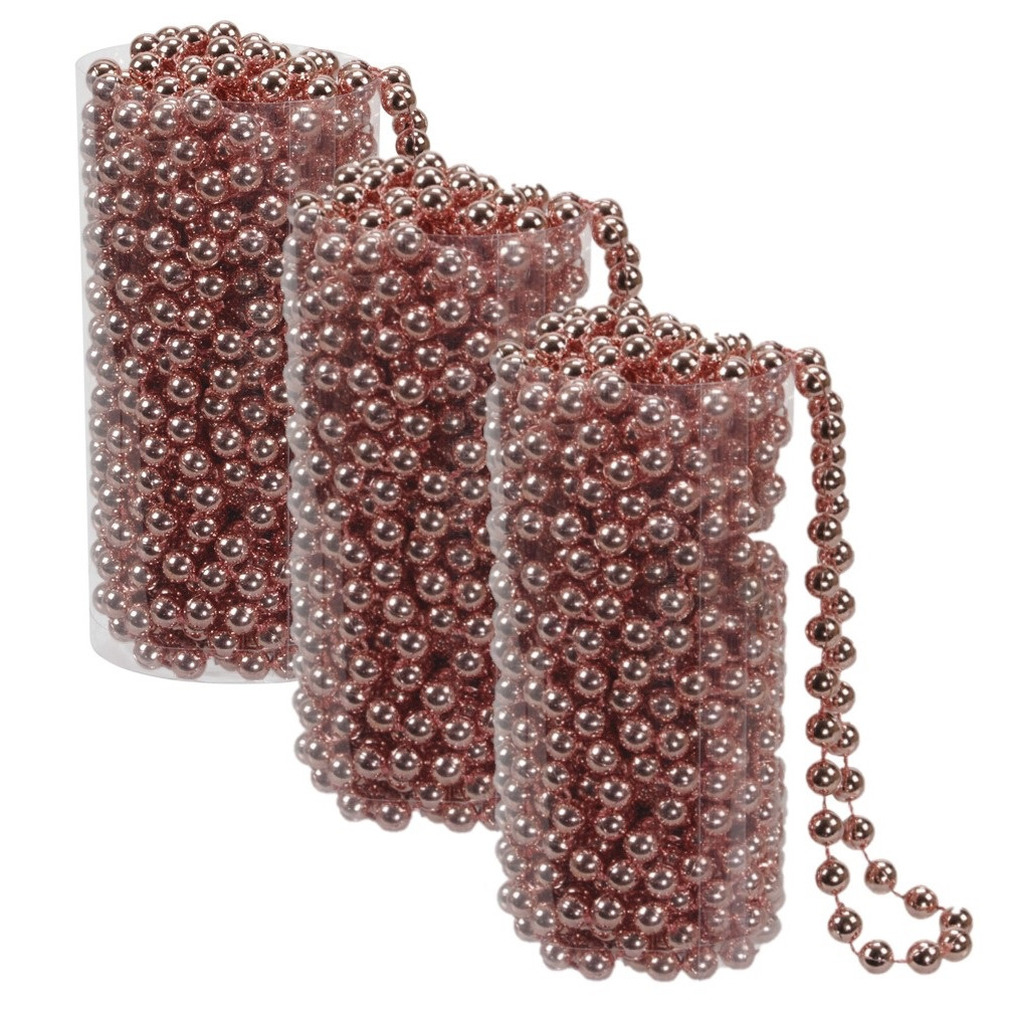 4x stuks kerstboom kralenslingers koper 8 meter kerstslingers -