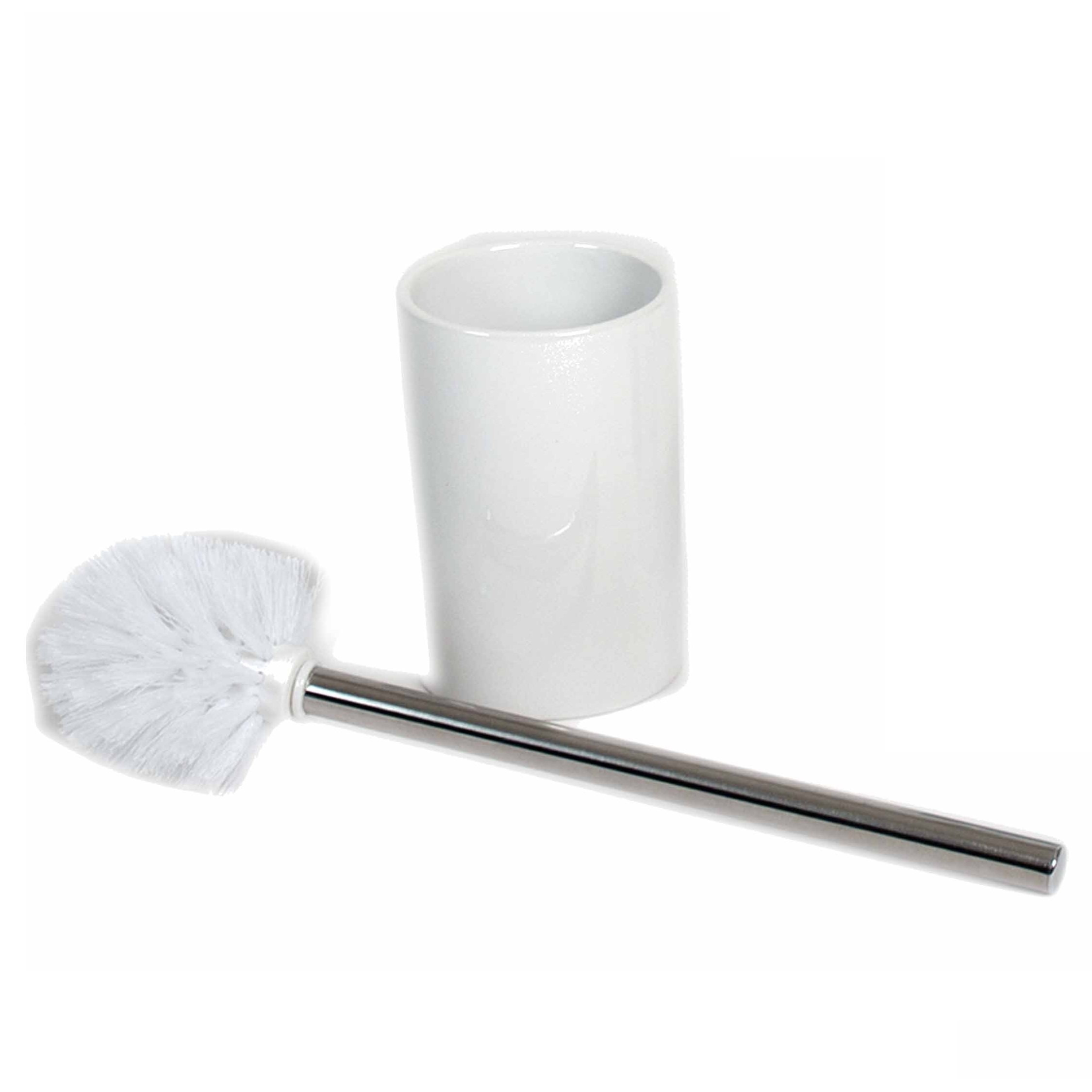 Wc/toiletborstel inclusief houder wit 37 cm van RVS /keramiek -