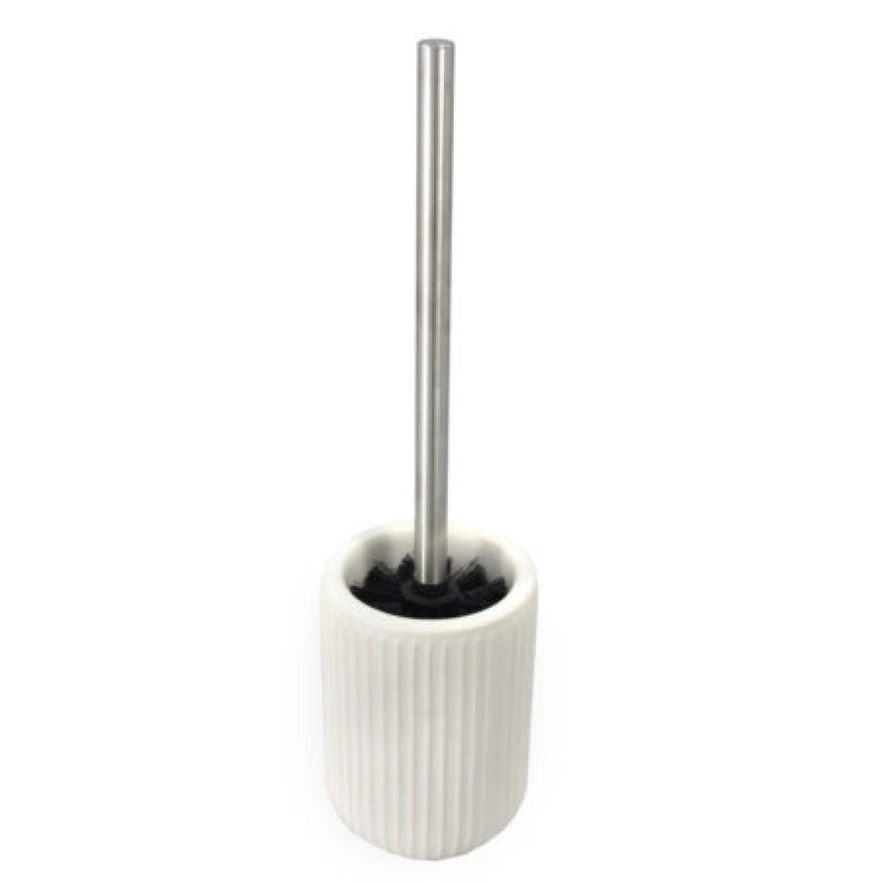 Toiletborstel wit ribbel met houder keramiek 40 cm -