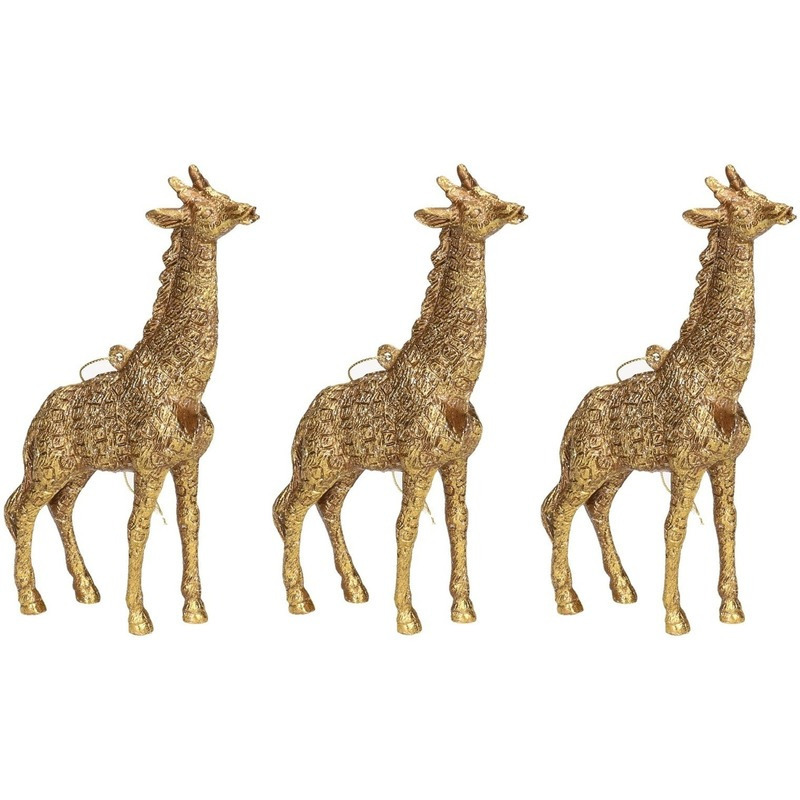 4x Kersthangers figuurtjes giraf goud 8 cm -