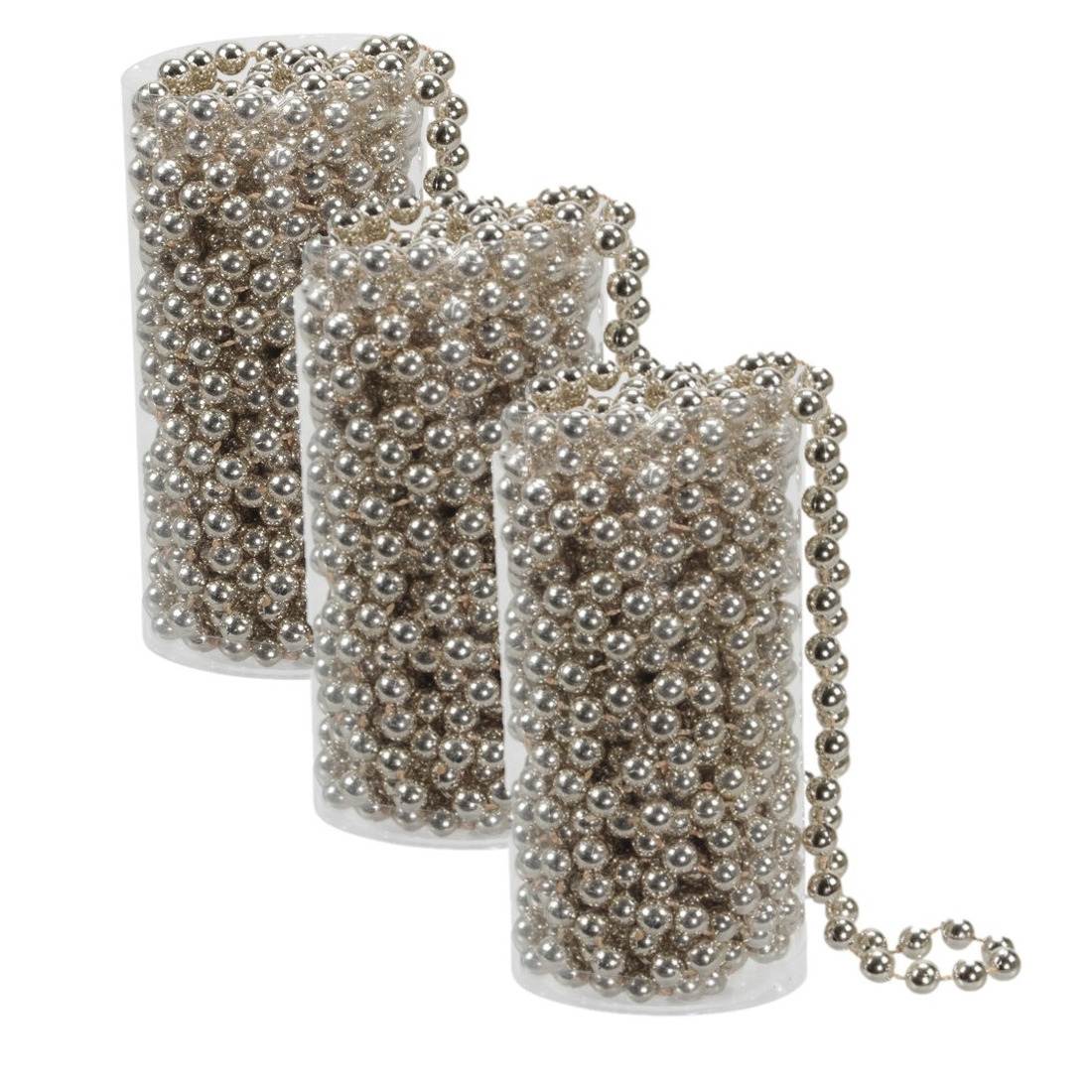 4x stuks kerstboom kralenslingers champagne 8 meter kerstslingers -
