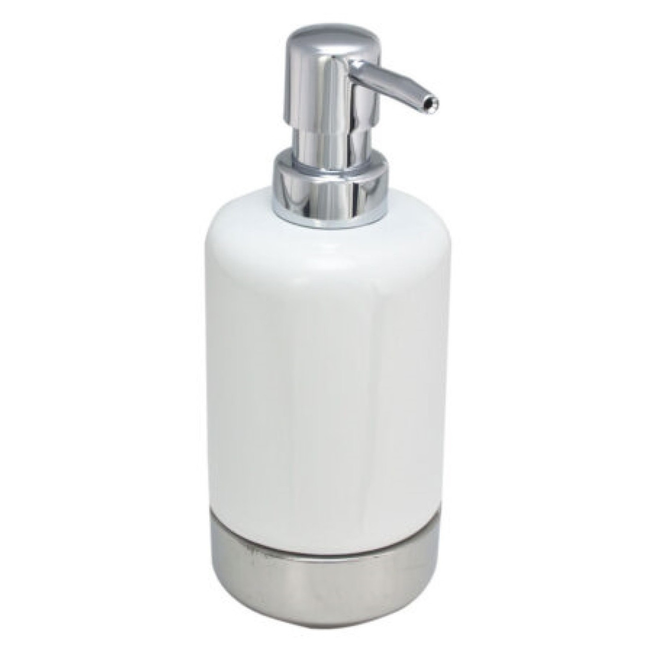 Zeeppompje/zeepdispenser wit/zilver keramiek 300 ml -