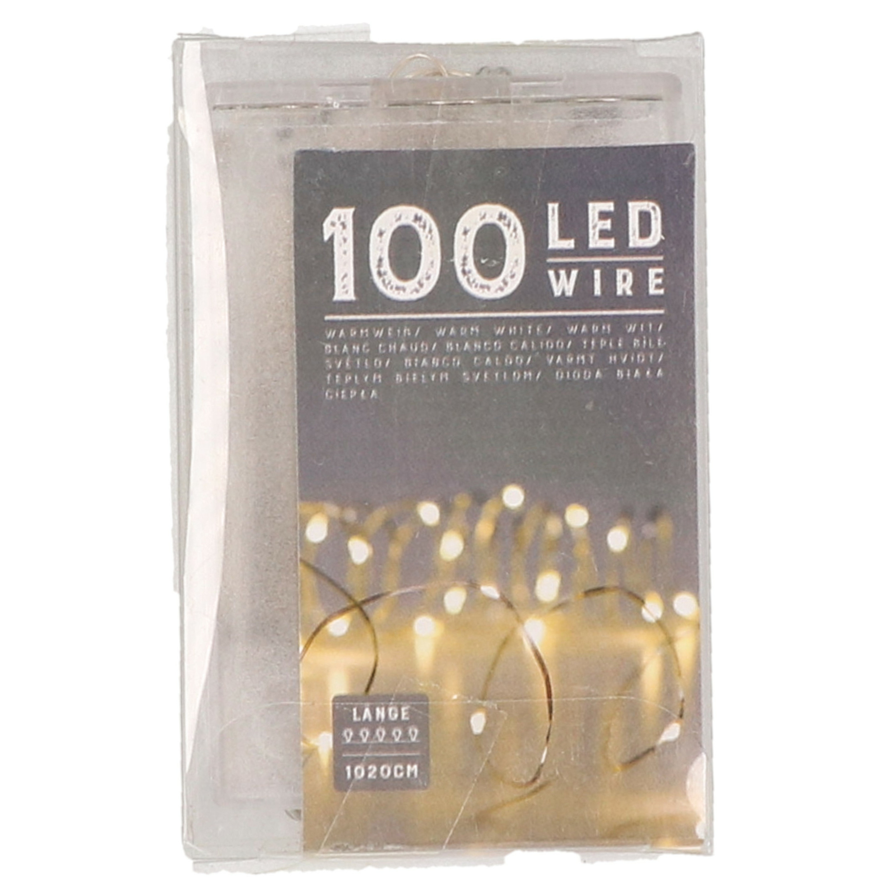 Draadverlichting lichtsnoer met 100 lampjes warm wit op batterij 1000 cm -