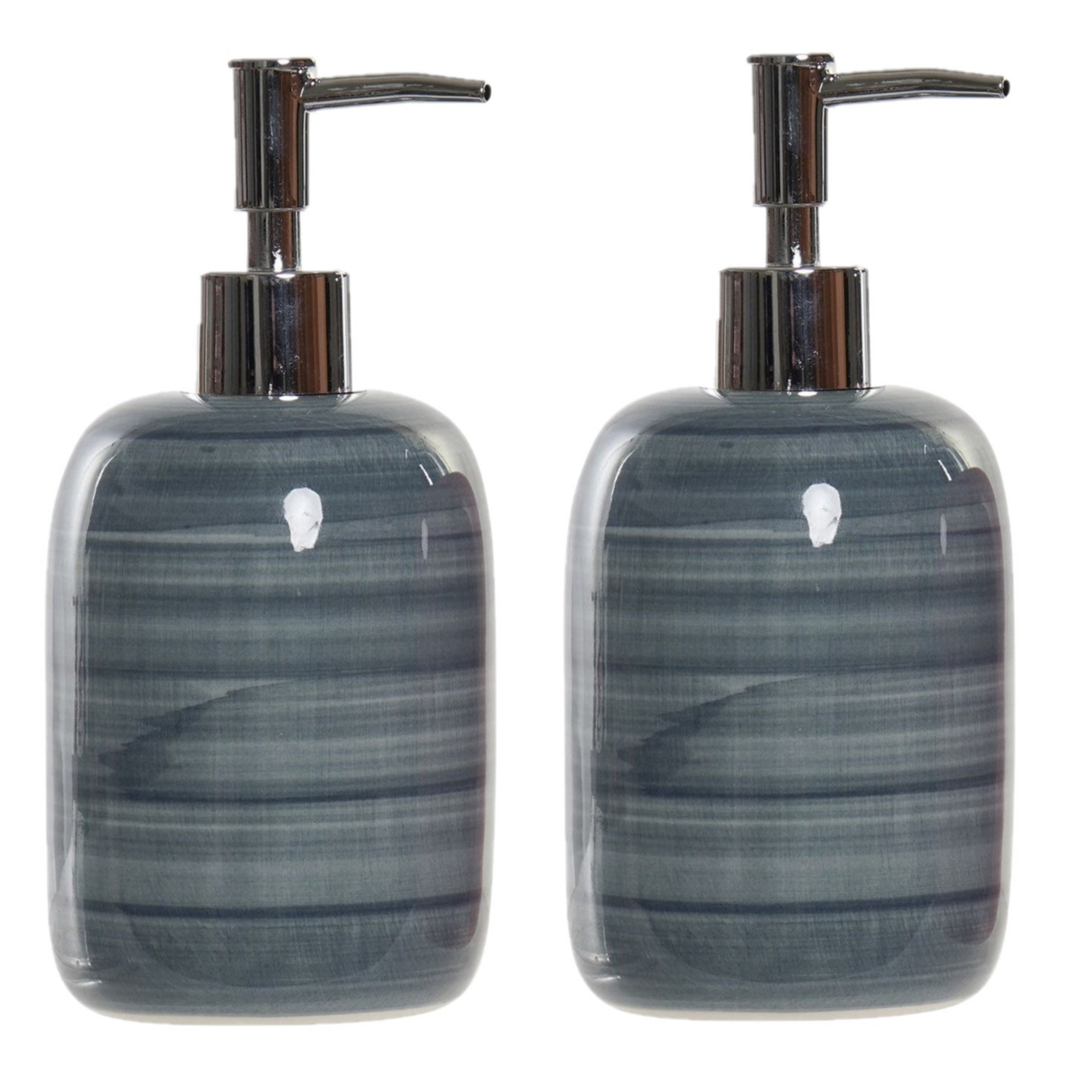 2x stuks zeeppompjes/zeepdispensers blauw polystone 300 ml -