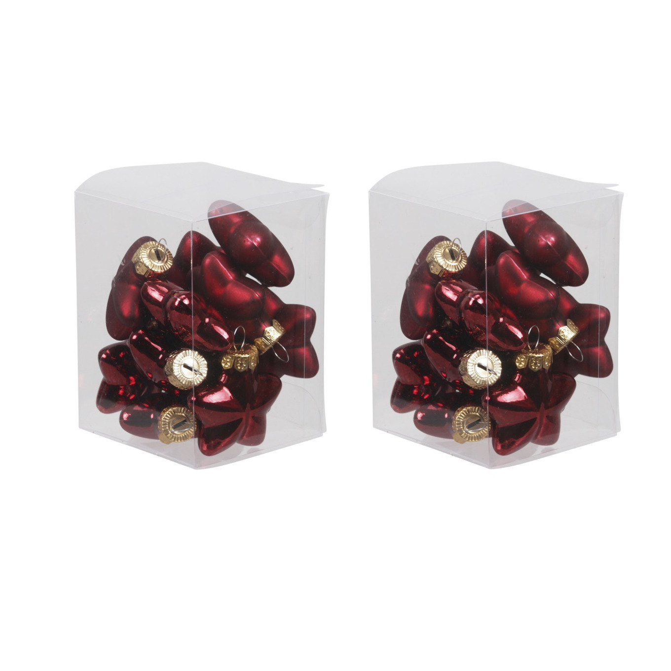 24x stuks glazen sterren kersthangers donkerrood 4 cm mat/glans -