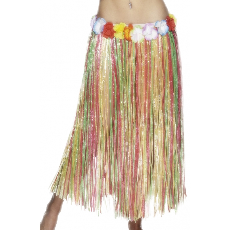 2x stuks gekleurde hawaii thema verkleed rok 80 cm One size -