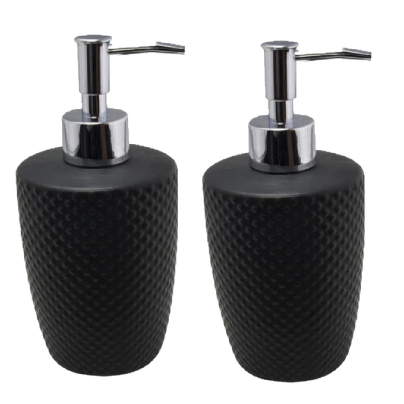 2x stuks zeeppompjes/zeepdispensers zwart keramiek 400 ml -
