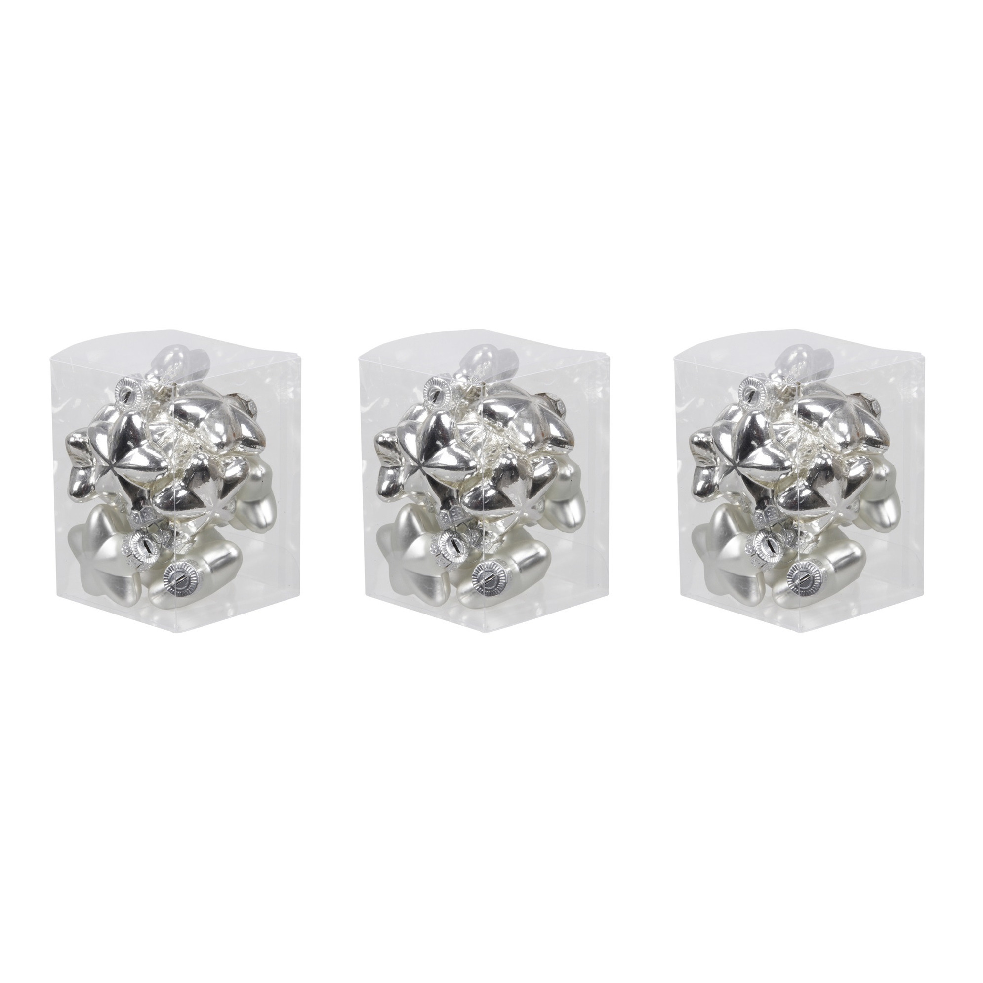 36x stuks glazen sterren kersthangers zilver 4 cm mat/glans -