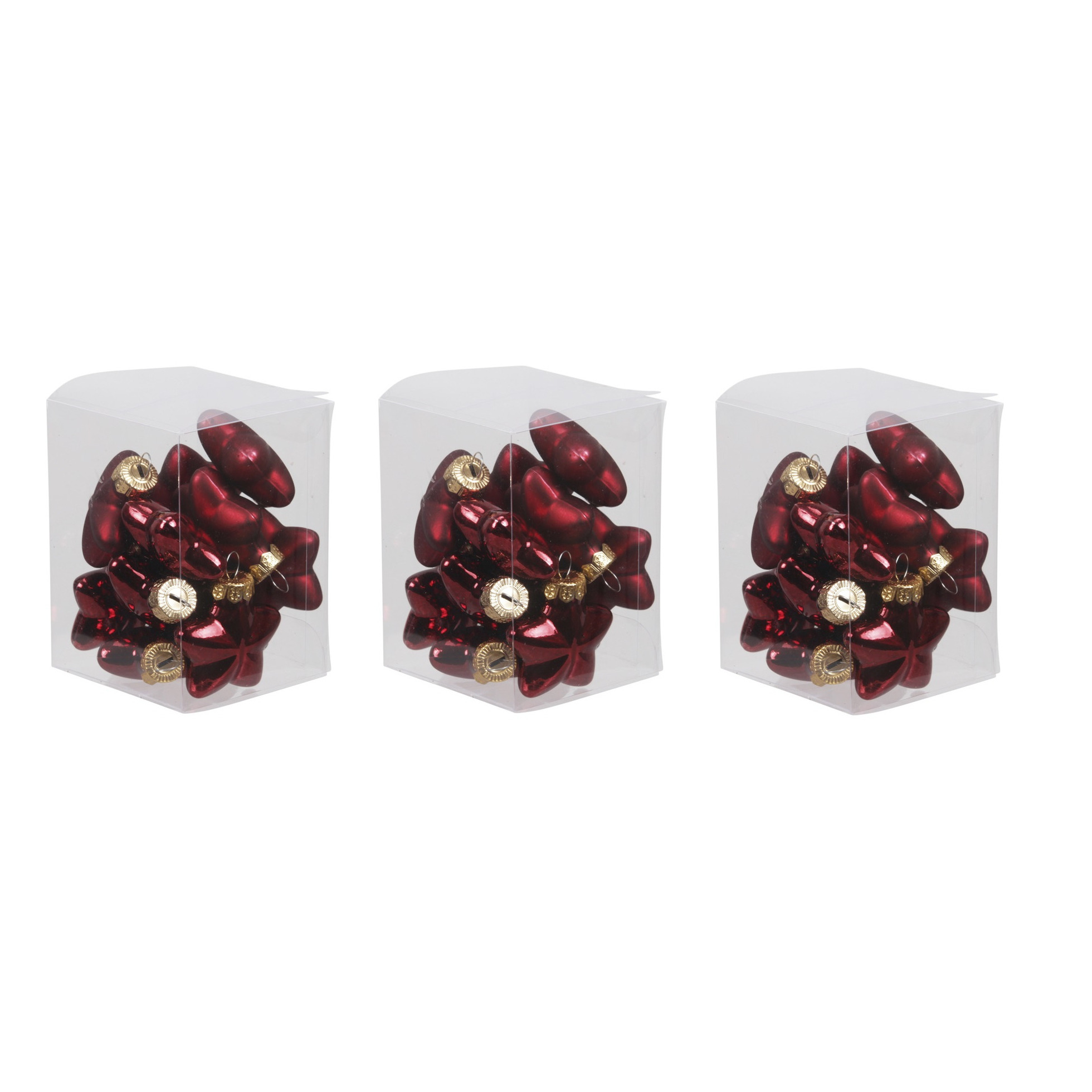 36x stuks glazen sterren kersthangers donkerrood 4 cm mat/glans -